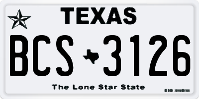 TX license plate BCS3126