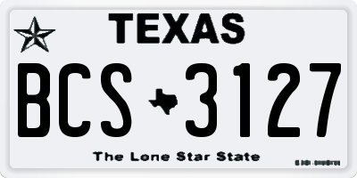 TX license plate BCS3127