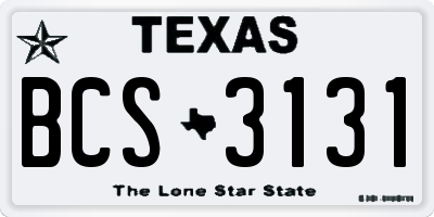 TX license plate BCS3131