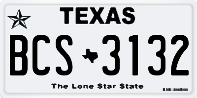 TX license plate BCS3132