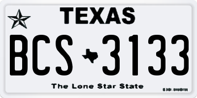 TX license plate BCS3133