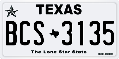 TX license plate BCS3135