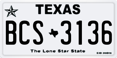 TX license plate BCS3136