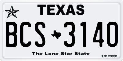 TX license plate BCS3140