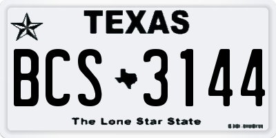 TX license plate BCS3144