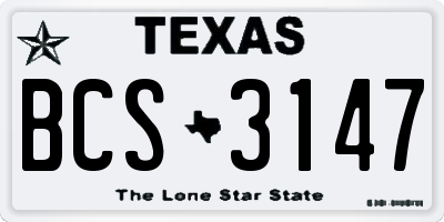 TX license plate BCS3147