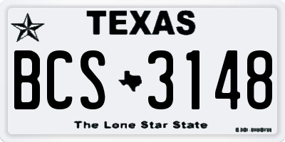 TX license plate BCS3148