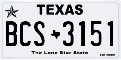 TX license plate BCS3151