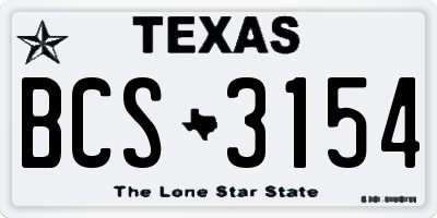 TX license plate BCS3154