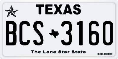 TX license plate BCS3160