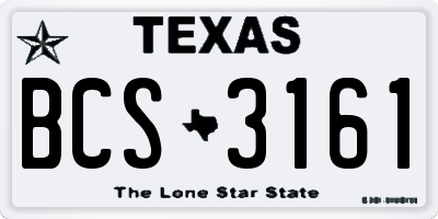 TX license plate BCS3161