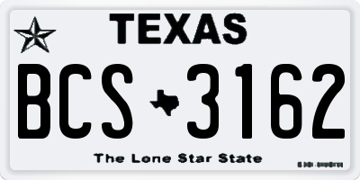 TX license plate BCS3162