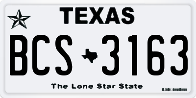 TX license plate BCS3163