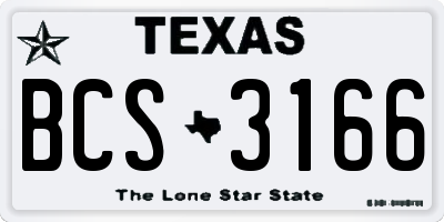 TX license plate BCS3166