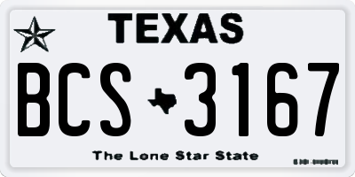 TX license plate BCS3167
