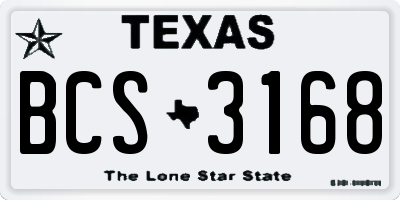 TX license plate BCS3168