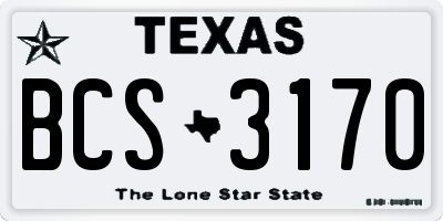 TX license plate BCS3170