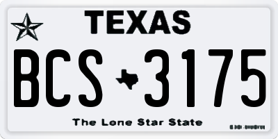 TX license plate BCS3175