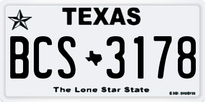 TX license plate BCS3178