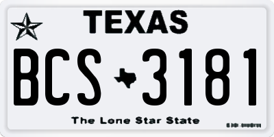TX license plate BCS3181