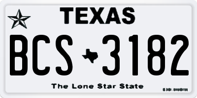 TX license plate BCS3182