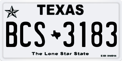TX license plate BCS3183