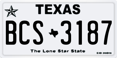 TX license plate BCS3187