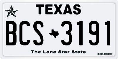 TX license plate BCS3191