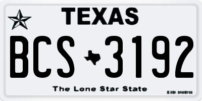 TX license plate BCS3192