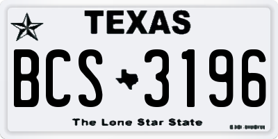 TX license plate BCS3196