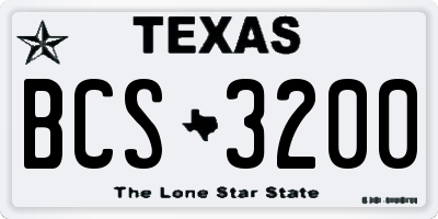TX license plate BCS3200