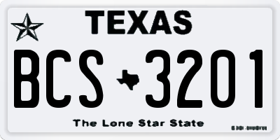 TX license plate BCS3201