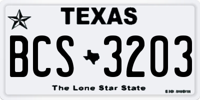 TX license plate BCS3203