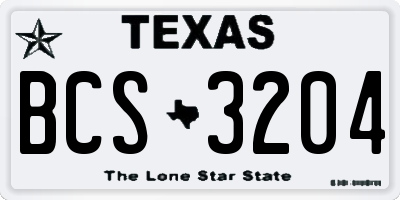 TX license plate BCS3204