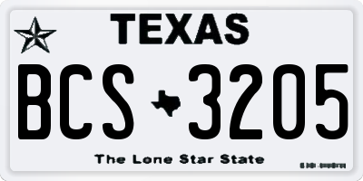 TX license plate BCS3205