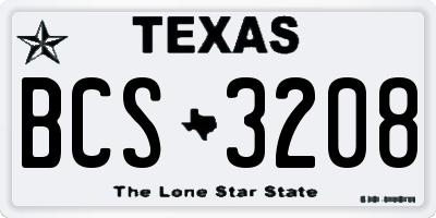 TX license plate BCS3208