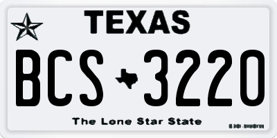 TX license plate BCS3220