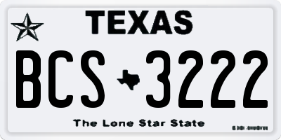 TX license plate BCS3222