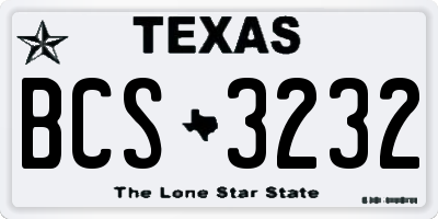 TX license plate BCS3232