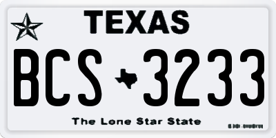 TX license plate BCS3233