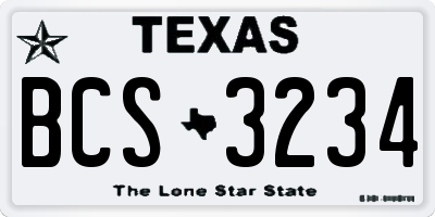 TX license plate BCS3234