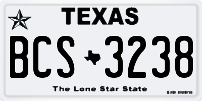 TX license plate BCS3238