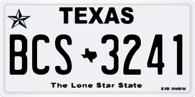 TX license plate BCS3241