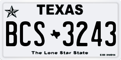 TX license plate BCS3243