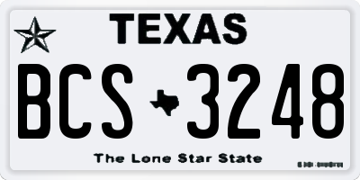 TX license plate BCS3248