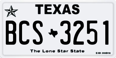 TX license plate BCS3251