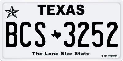 TX license plate BCS3252