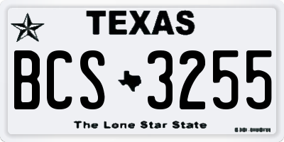 TX license plate BCS3255