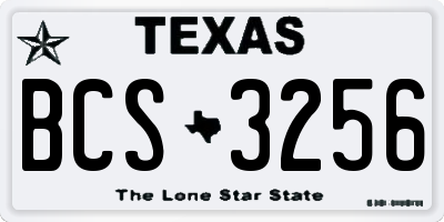 TX license plate BCS3256