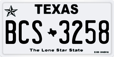 TX license plate BCS3258